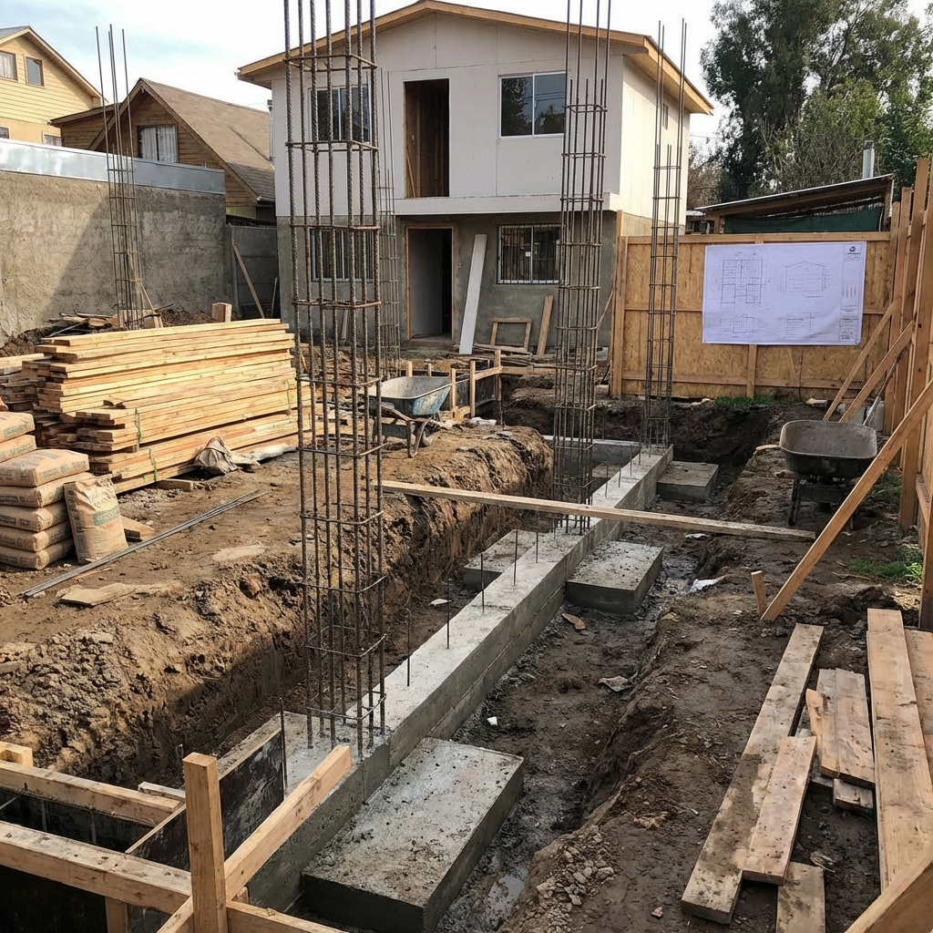 Cimentación para vivienda de 2 pisos